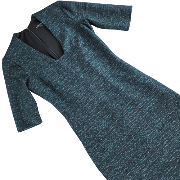 le chateau Dresses & Skirts - Le Chateau Sheath Dress Women Small Black Teal Marled Knit V Neck Made in Canada